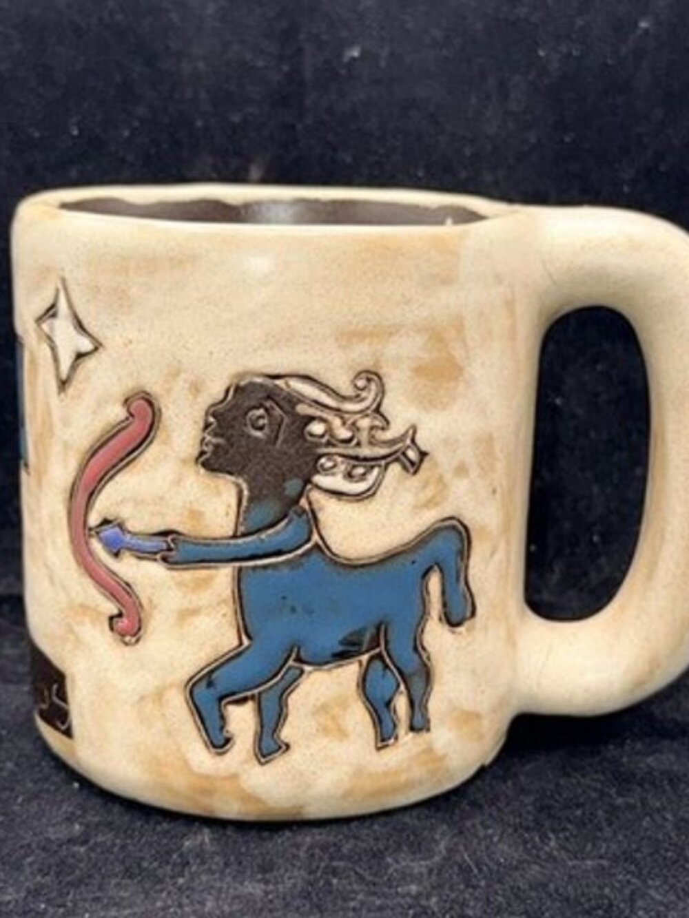 Mara Mexico Signed Pottery Mug Sagittarius Zodiac Sign Mexican Pottery Nov-Dec